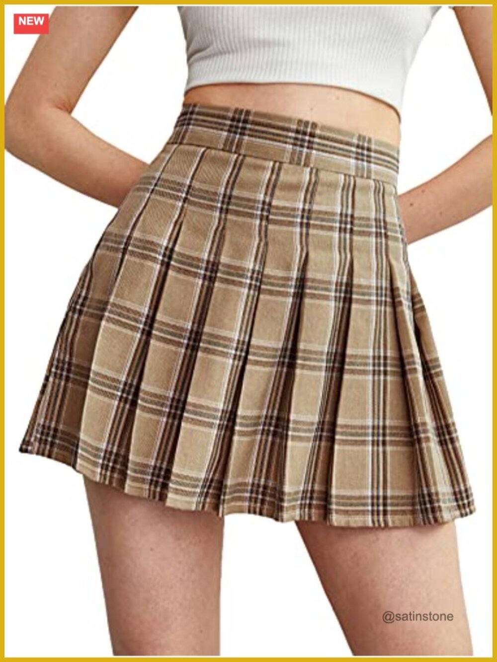 High Waist Pleated Skater A-Line Mini Skirt